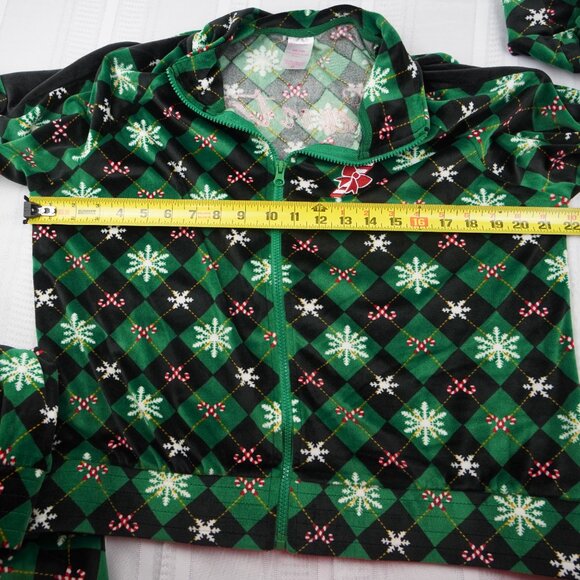 No Boundaries Pajama Set Womens 2XL Argyle Snowflake Santa Baby Fleece Holiday - Picture 4 of 11